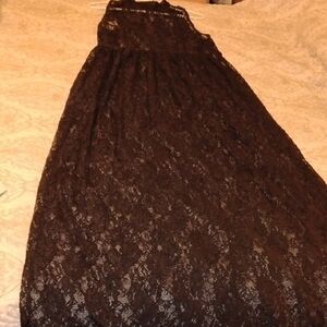 Forever 21 Woman's Maxi Black Lace, High Neck Dress, Size 1X
